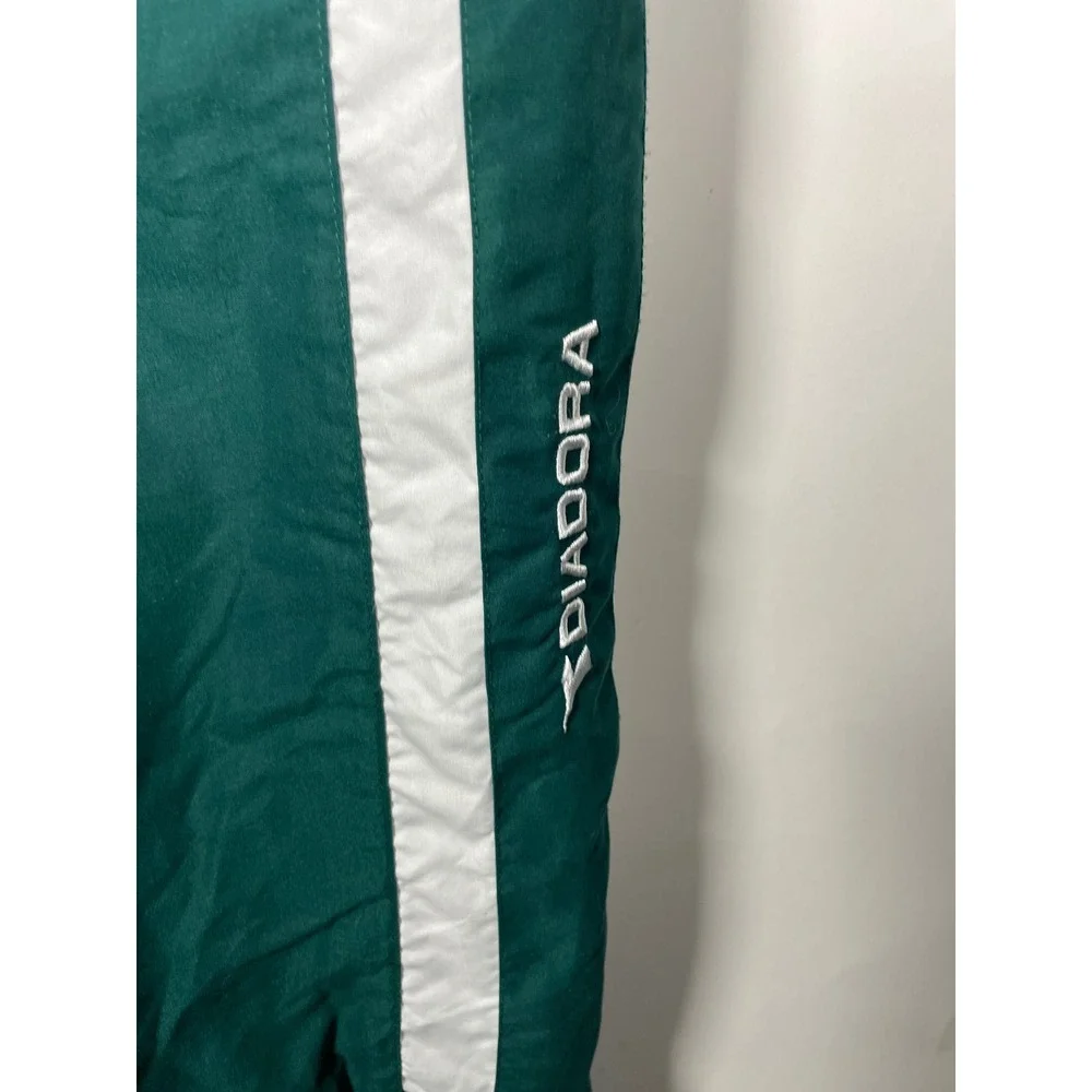Diadora Mens Track Pants Green White Stripe Athletic‎ Warm Up Joggers Size Small
